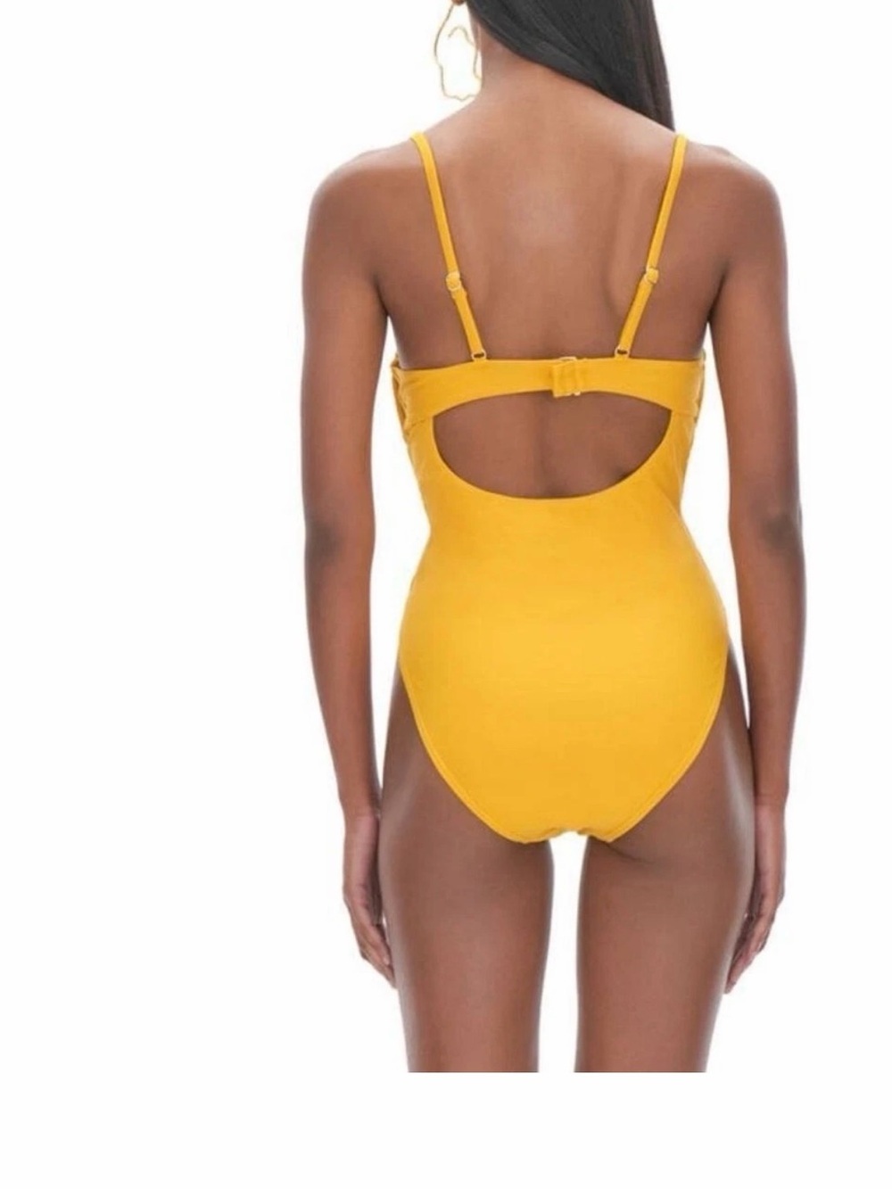 Andrea Iyamah Mustard Yellow Cutout One-Piece Swimsuit - Picture 3 of 7